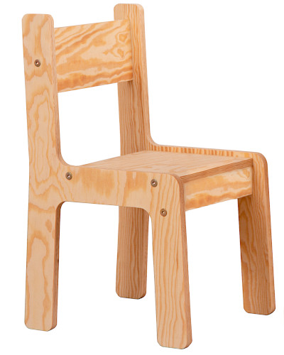 Kinderstuhl aus Kiefernsperrholz in Naturholzfarbe